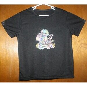 Boys or Girls Black SS Graphic T-Shirt Dragon Front Sz 4/5 New Atleisure Beach